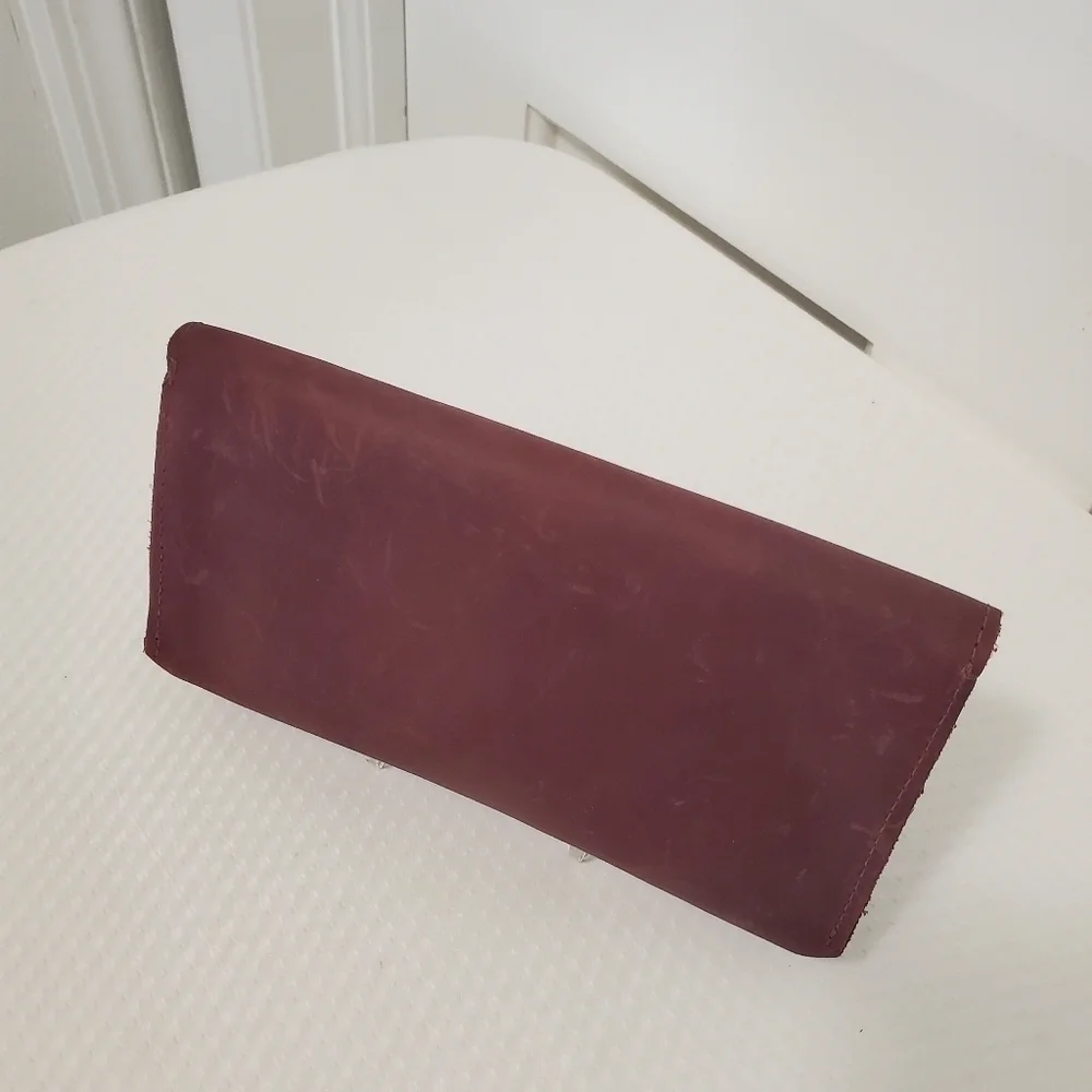 Hide and Drink Maroon Leather Large Snap Close Wallet, Unisex